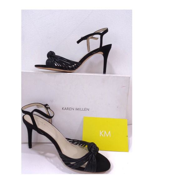 Karen Millen Shoes - Karen Millen Black Leather Stappy Knotted Ankle Strap Pumps 38 NIB 228